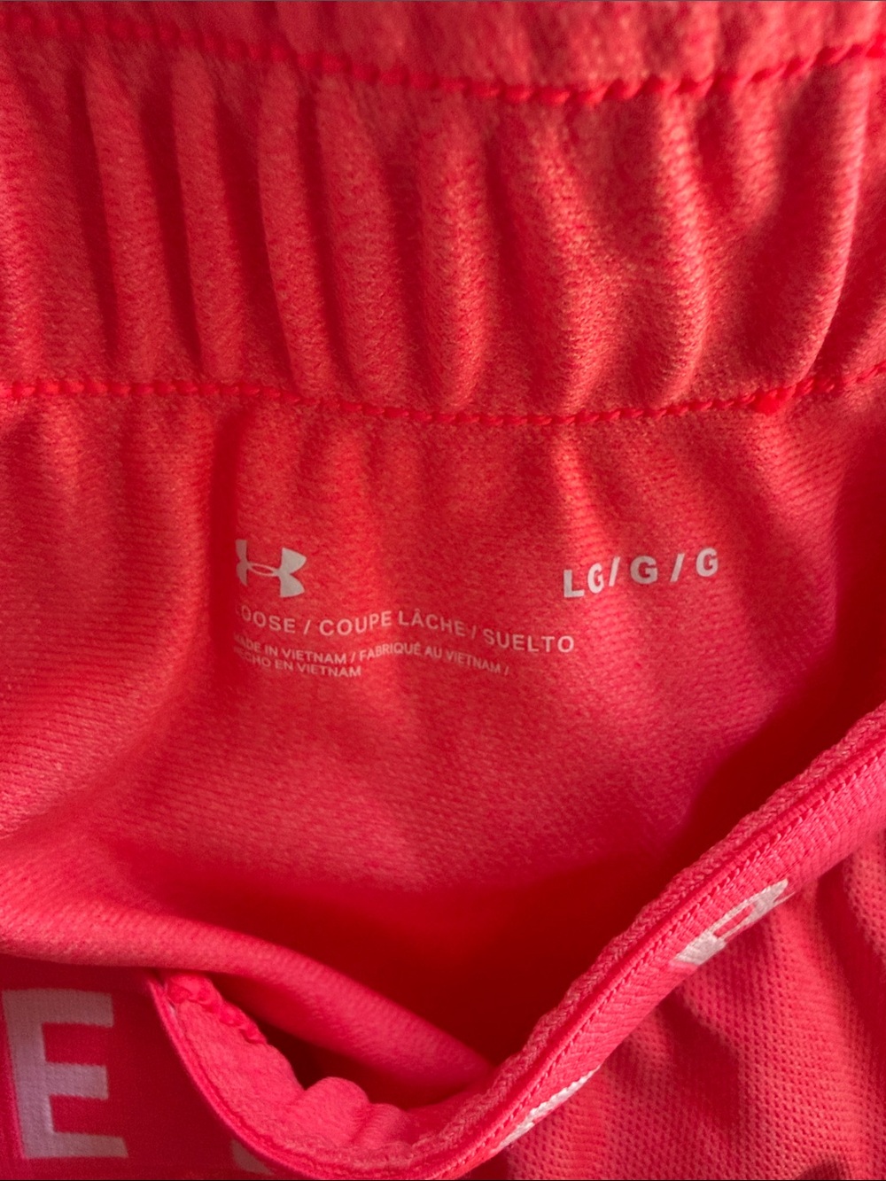 Under Armour Women's Hot Pink Athletic Shorts with Branded Waistband - Picture 3 of 3